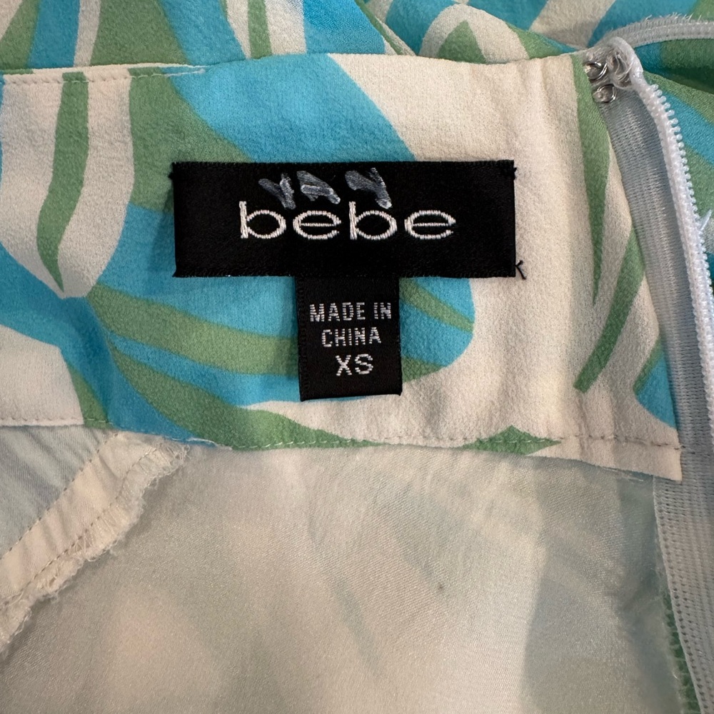 Bebe Blue Asymmetrical Skater Mini Skirt (and sweater) XS; silk Y2K - Picture 6 of 16